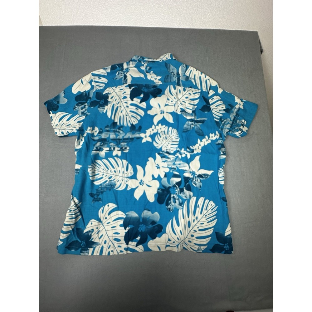 Tommy Bahama Shirt Mens XXL Blue New Silk Tropical Floral Monstera Button Front - Picture 3 of 8